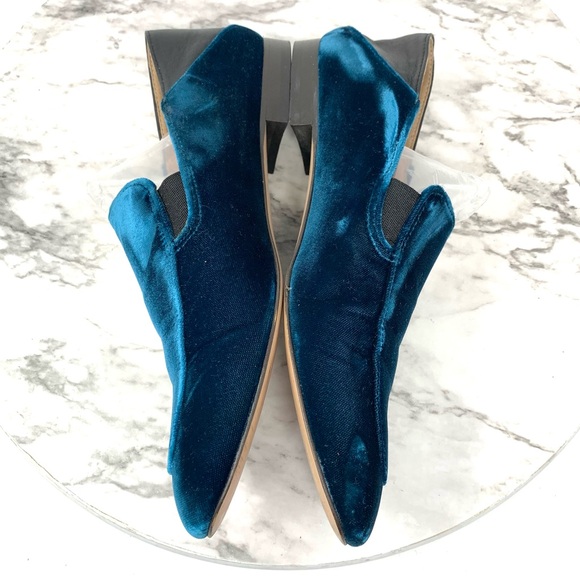 J. Crew Blue Velvet Step Back Convertible Smoking Loafers 6.5 Preppy Academia - Picture 7 of 12
